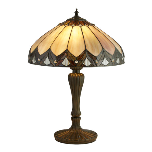 Searchlight 6705-40 Pearl Bronze/Black/Clear/Brown/Purple Tiffany Table Lamp - 25444