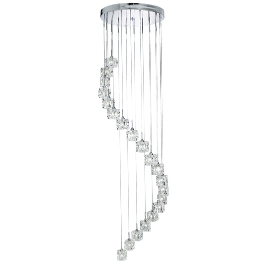 Searchlight 6720-20-LED Ice Cube (Dim) LED  - 20Lt Multi-Drop (Height 180Cm), Clear Glass, Chrome - 31387