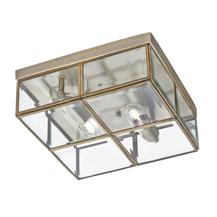 Searchlight 6769-26AB Pisa Flush - 2Lt Flush Box, Antique Brass With Clear Bevelled Glass Panels - 18076