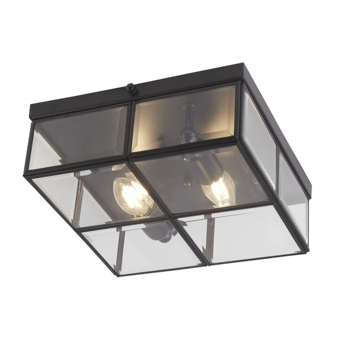 Searchlight 6769-26BK Pisa Flush - 2Lt Flush Box, Black With Clear Bevelled Glass Panels - 31389