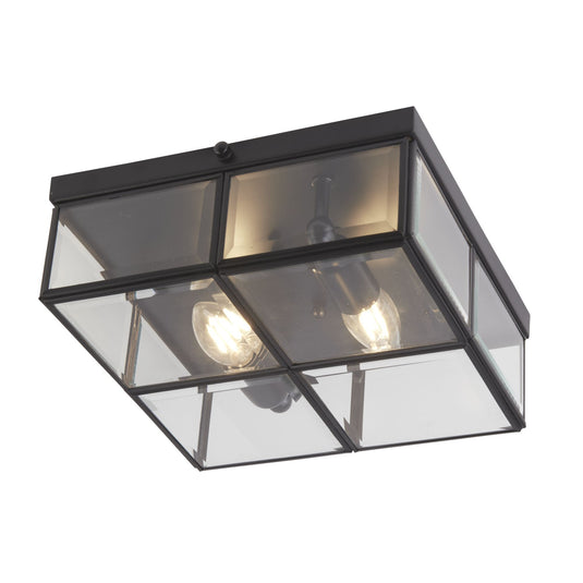 Searchlight 6769-26BK Pisa Flush - 2Lt Flush Box, Black With Clear Bevelled Glass Panels - 31389