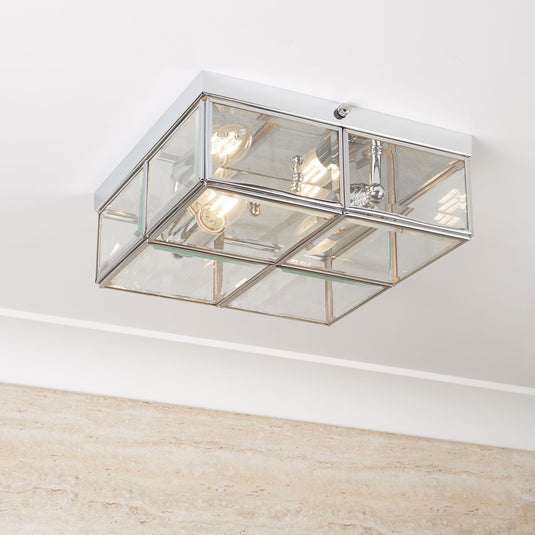 Searchlight 6769-26CC Pisa Flush - 2Lt Flush Box, Chrome With Clear Bevelled Glass Panels - 18077