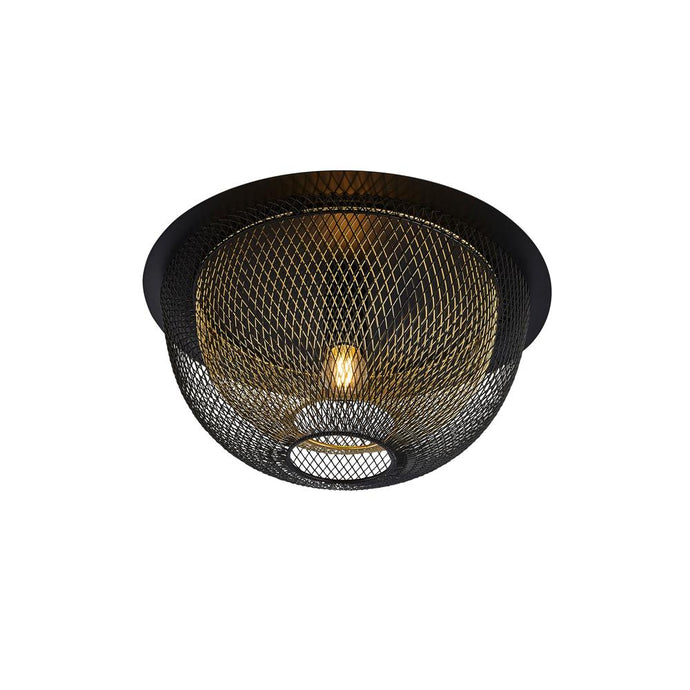 Searchlight 6840BGO Honeycomb 1Lt Double Layered Mesh Flush Fitting - Black Outer With Gold Inner - 31398