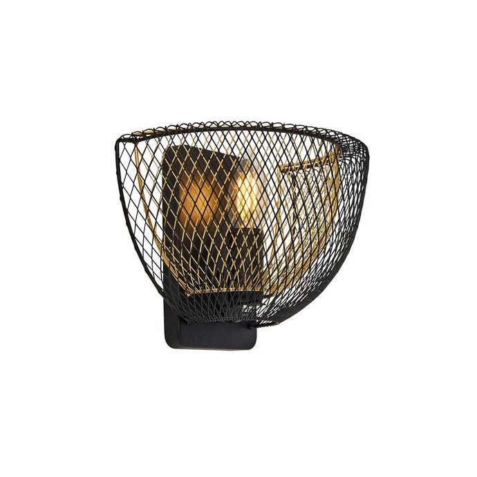 Searchlight 6842BGO Honeycomb 1Lt Double Layered Mesh Wall Light - Black Outer With Gold Inner - 31400