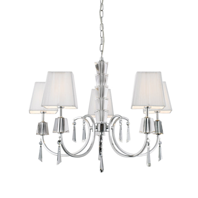 Searchlight 6885-5CC Portico CC/Glass 5Lt Pend - Wh String Shade - 31404