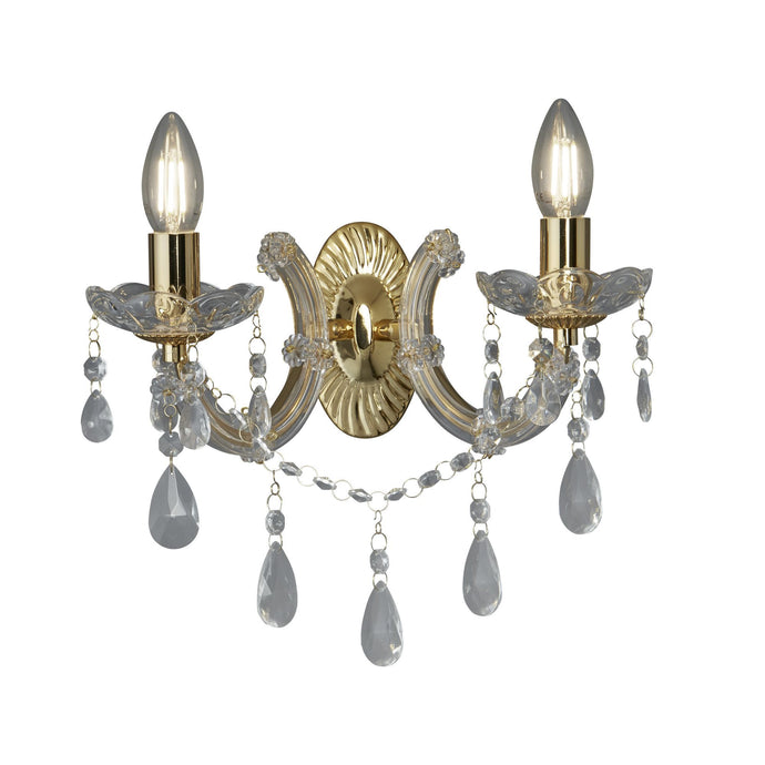 Searchlight 699-2 Marie Therese - 2Lt Wall Bracket, Polished Brass, Clear Crystal Glass - 10402