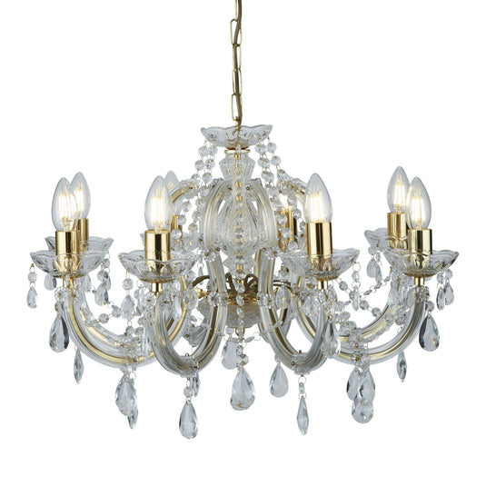 Searchlight 699-8 Marie Therese - 8Lt Ceiling, Polished Brass, Clear Crystal Glass - 31412