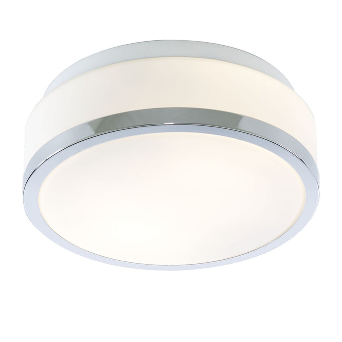 Searchlight 7039-23CC Cheese - Bathroom - IP44 2Lt Flush, Opal White Glass Shade With Chrome Trim Dia 23Cm - 23167