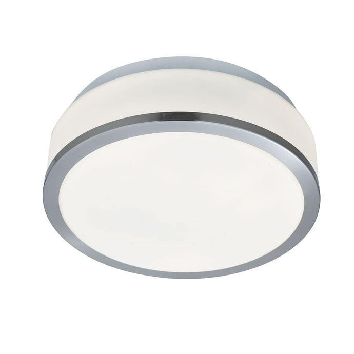 Searchlight 7039-23SS Cheese - Bathroom - IP44 2Lt Flush, Opal White Glass Shade, Satin Silver Trim Dia 23Cm - 25441
