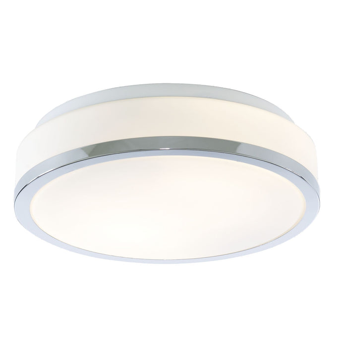 Searchlight 7039-28CC Cheese - Bathroom - IP44 2Lt Flush, Opal White Glass Shade With Chrome Trim Dia 28Cm - 23166