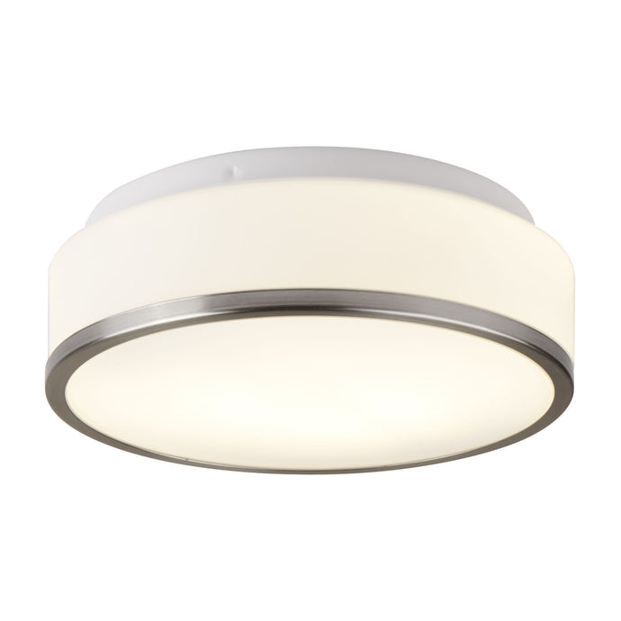 Searchlight 7039-28SS Cheese- Bathroom - IP44 2Lt Flush, Opal White Glass Shade With Satin Silver Trim Dia 28Cm - 17108