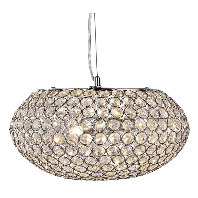 Searchlight 7163-3CC Chantilly Pendant  - 3Lt Ceiling Pendant, Chrome With Clear Crystal Buttons Inserts - 19708