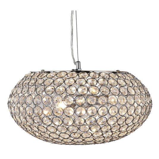 Searchlight 7163-3CC Chantilly Pendant  - 3Lt Ceiling Pendant, Chrome With Clear Crystal Buttons Inserts - 19708