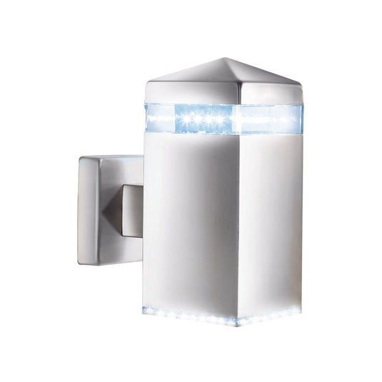 Searchlight 7205 India LED Outdoor Wall Light - Satin Silver  Square 32 LEDs - 18762