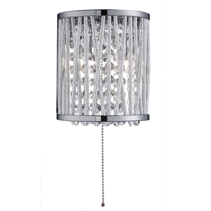 Searchlight 7222-2CC Elise 2Lt Wall Bracket, Chrome, Clear Crystal Button Drops, Aluminium Tubes Trim - 19903