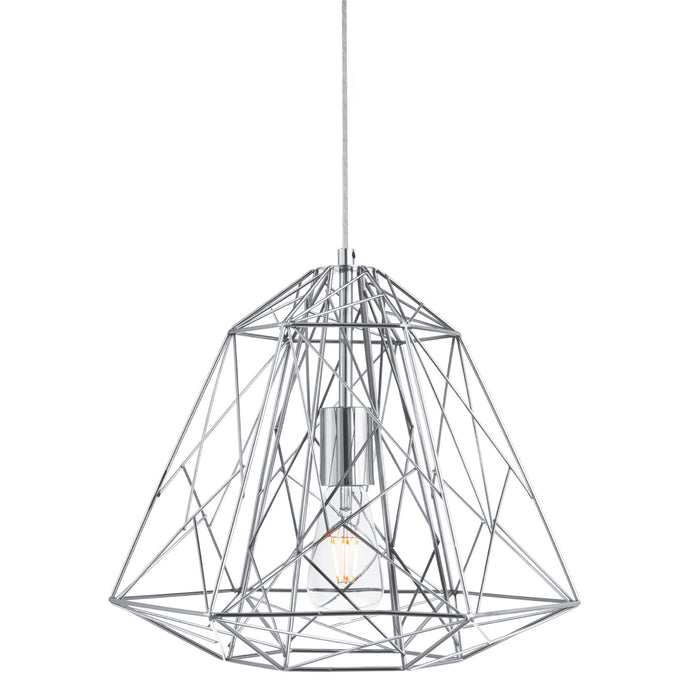 Searchlight 7271CC Geometric Cage 1Lt Frame Pendant, Chrome - 31437