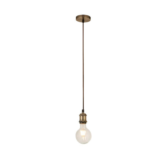 Searchlight 7461AB Antique Brass 1Lt Cable Suspension With 1.5Mtr Brown Textile Cable - 25197
