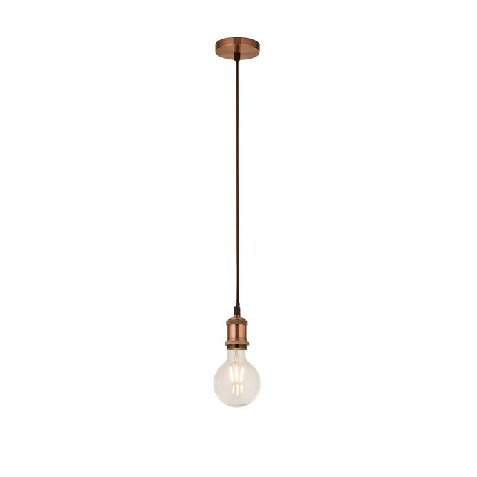 Searchlight 7461CU Antique Copper 1Lt Cable Suspension With 1.5Mtr Brown Textile Cable - 25200
