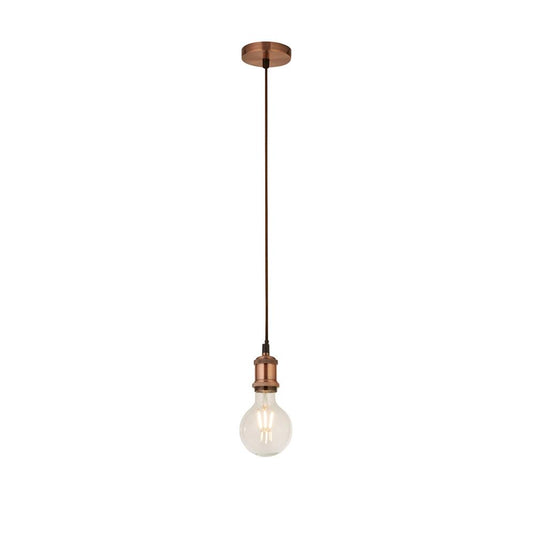 Searchlight 7461CU Antique Copper 1Lt Cable Suspension With 1.5Mtr Brown Textile Cable - 25200