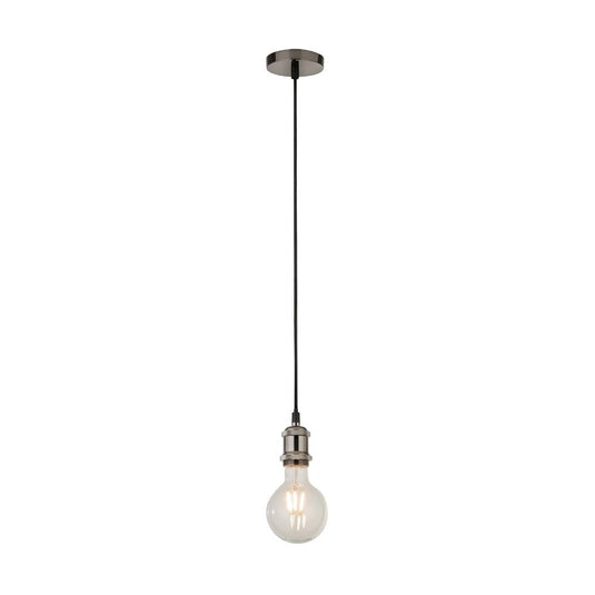 Searchlight 7461SS Satin Silver 1Lt Cable Suspension With 1.5Mtr Black Textile Cable (Lamp Not Included) - 25201