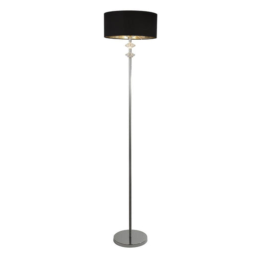 Searchlight 7650CC Ontario 1Lt Chrome Floor Lamp With Black Shade/Silver Inner - 31473