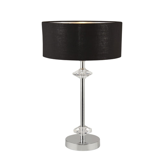 Searchlight 7651CC Ontario 1Lt Chrome Table Lamp With Black Shade/Silver Inner - 31474