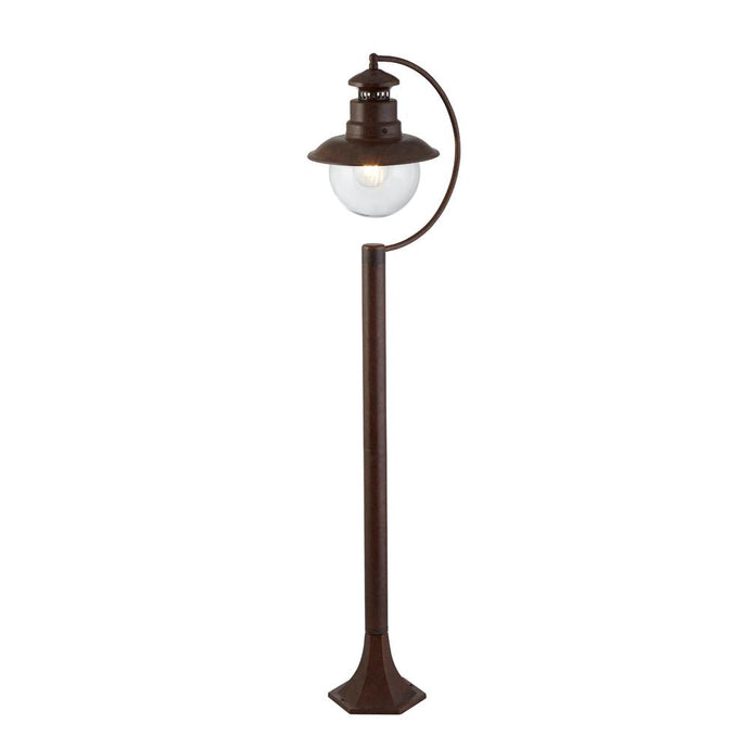 Searchlight 7655RU Station 1Lt Outdoor Garden Post (1100mm Height) - Rustic Brown With Clear Glass - 26499