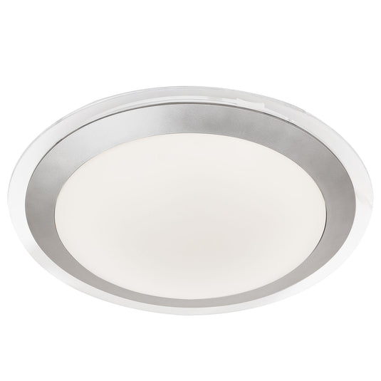 Searchlight 7684-33SI Chester Bathroom Flush LED IP44 , Clear & Silver, White Shade - 20495