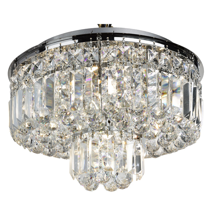 Searchlight 7755-5CC Hayley - 5Lt Flush Ceiling, Chrome With Clear Crystal Coffins Trim & Ball Drops - 31483
