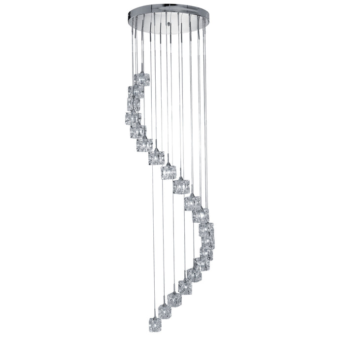 Searchlight 7820-20-LED Ice Cube (Dim) LED - 20Lt Multi-Drop (Height 3M), Clear Glass, Chrome - 31487