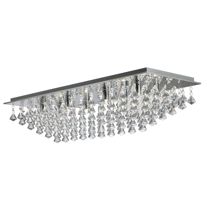 Searchlight 7828-8CC Hanna - 8Lt Rectangle Flush, Chrome, Crystal Pyramid Drops - 31488
