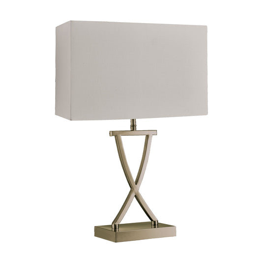 Searchlight 7923AB Club Table Lamp, Antique Brass, White Rectangle Shade - 31493