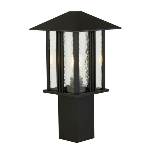 Searchlight 7925-450 Venice 1Lt Outdoor Post (450mm Height) - Black With Water Glass - 31497