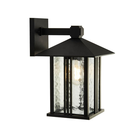 Searchlight 7926BK Venice 1Lt Outdoor Wall / Porch Light - Black With Water Glass - 26492