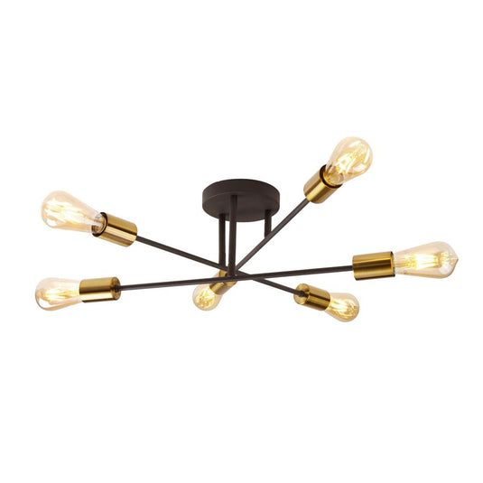 Searchlight 8046-6BK Armstrong 6Lt Ceiling Light Black And Satin Brass - 31509