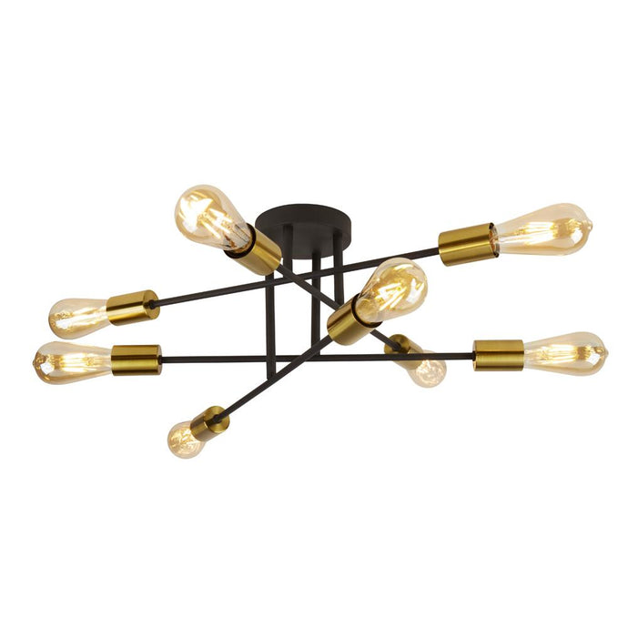 Searchlight 8048-8BK Armstrong 8Lt Ceiling Light Black And Satin Brass - 31510