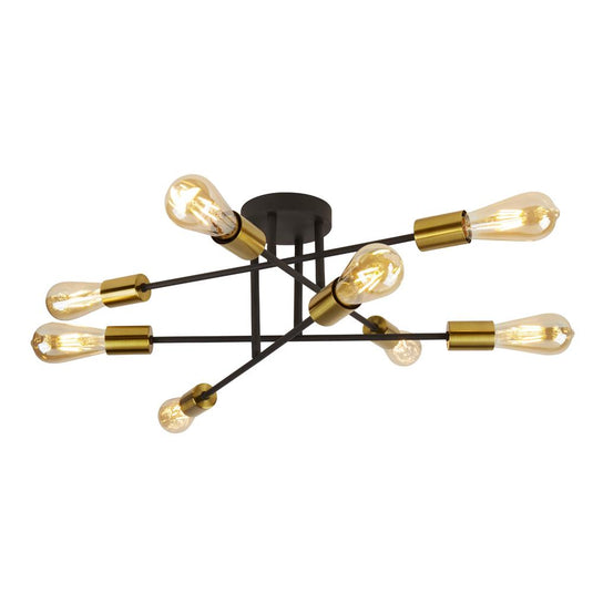 Searchlight 8048-8BK Armstrong 8Lt Ceiling Light Black And Satin Brass - 31510