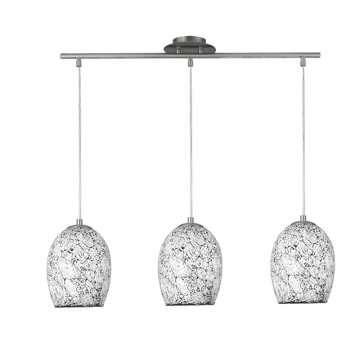 Searchlight 8069-3WH Crackle - 3Lt White Glass Pendant - 31512