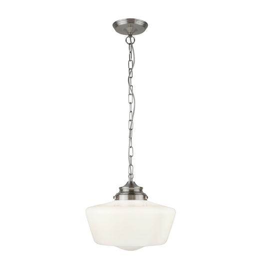 Searchlight 8071-1SS School House White Pendant With Opal Glass - 24654