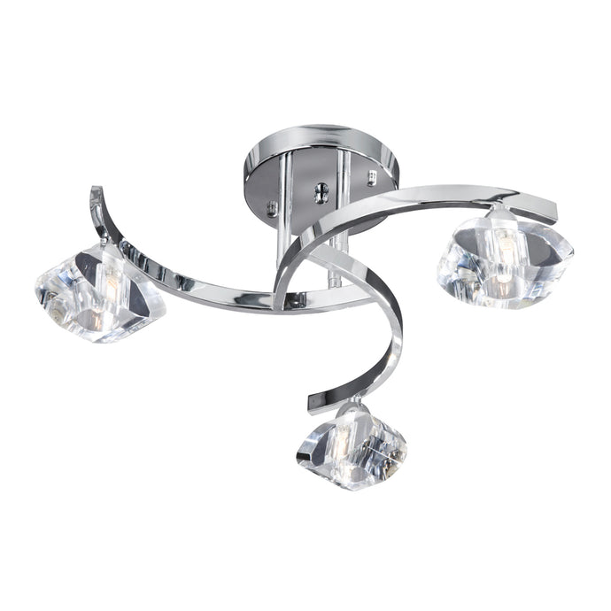 Searchlight 8083-3CC Sculptured Ice Ii -  3Lt CC Curve Semi Flush-Cl Glass - 31514