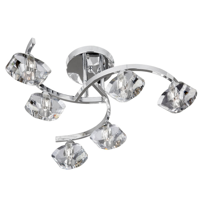 Searchlight 8086-6CC Sculptured Ice Ii - 6Lt CC Curve Semi Flush-Cl Glass - 31516