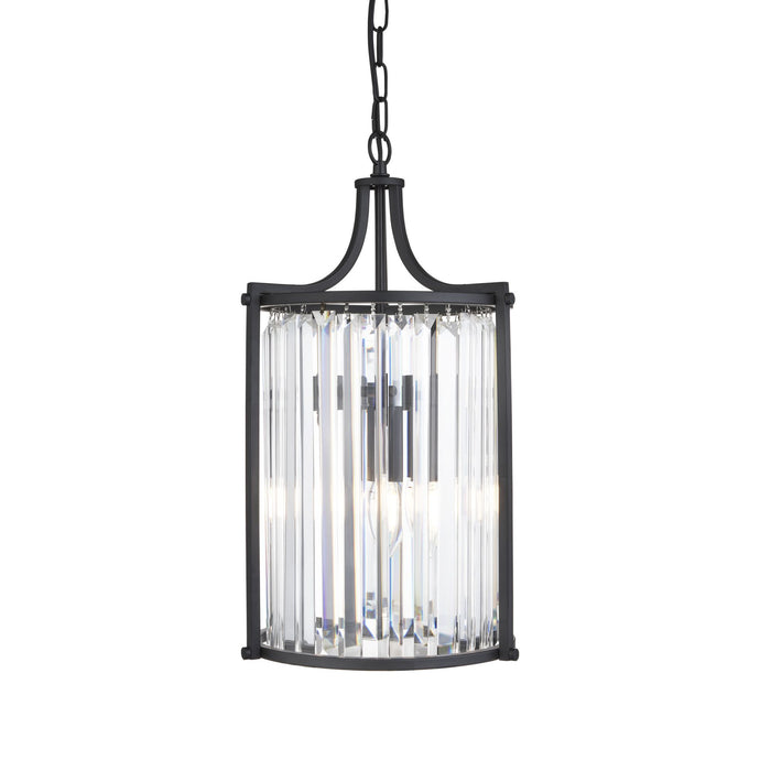 Searchlight 8092-2BK Victoria 2Lt Pendant, Matt Black With Crystal Glass - 31518