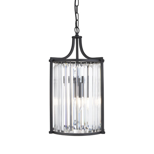 Searchlight 8092-2BK Victoria 2Lt Pendant, Matt Black With Crystal Glass - 31518