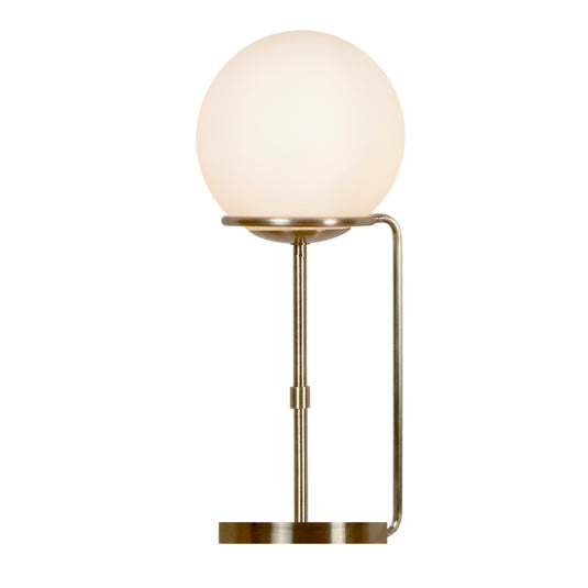 Searchlight 8092AB Sphere 1Lt Table Lamp, Antique Brass, Opal White Glass Shades - 31520