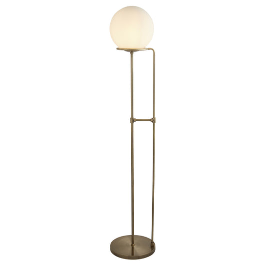 Searchlight 8093AB Sphere 1Lt Floor Lamp, Antique Brass, Opal White Glass Shade - 22741