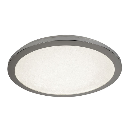 Searchlight 8100-30CC LED Flush Ceiling Light, Dia 30Cm, Chrome And Crystal Sand, IP44 - 24492