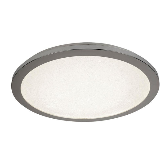 Searchlight 8100-40CC LED Flush Ceiling Light, Dia 40Cm, Chrome And Crystal Sand, IP44 - 24493