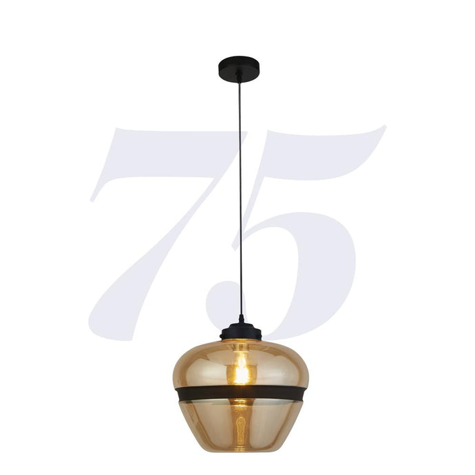 Searchlight 8131-1CP Meringue 1Lt Champagne Pendant With Black Band Detail - 31526