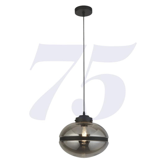 Searchlight 8131-1Sm Meringue 1Lt Smoked Pendant With Black Band Detail - 31527