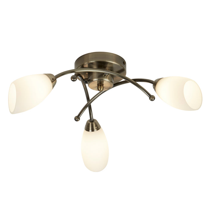 Searchlight 8183-3AB Opera 3Lt Ant/Brass Flush With Opal Glass - 15291